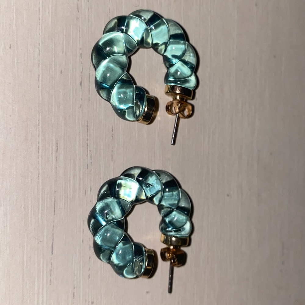 Bottega style green acrylic twist earrings